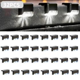 32&16 PCS Solar Deck Lights Outdoor Solar Step Lights Waterproof Led Solar Lights For Outdoor Stairs Step Fence Yard Patio And Pathway Family's Gifts (Option: White Light 32Pack)