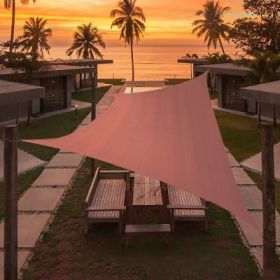 Artpuch Custom Size Rust Red Sun Shade Sail Triangle Canopy 185 GSM Durable Fabric UV Block Awning for Outdoor Patio Garden Backyard (Customized Avail (Color: Rust Red, size: 07'x14')