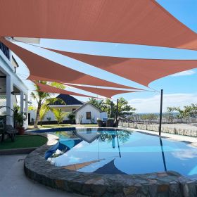 Artpuch Custom Size Rust Red Sun Shade Sail Triangle Canopy 185 GSM Durable Fabric UV Block Awning for Outdoor Patio Garden Backyard (Customized Avail (Color: Rust Red, size: 15X28X28)