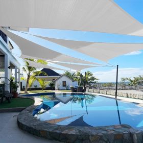 Artpuch Custom Size Light Gray Sun Shade Sail Triangle Canopy 185 GSM Durable Fabric UV Block Awning for Outdoor Patio Garden Backyard (Customized Ava (Color: Light Gray, size: 21X28X28)