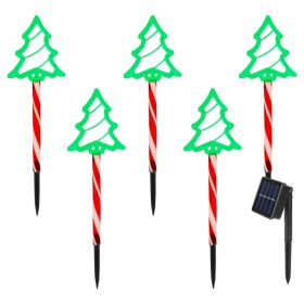 Deer Or Tree Options 5Packs Christmas Outdoor Pathway Light With 8 Modes IP44 Waterproof Xmas Decoration Stake Light Tree Candy Light For Garden Lawn (Option: 5 Trees)